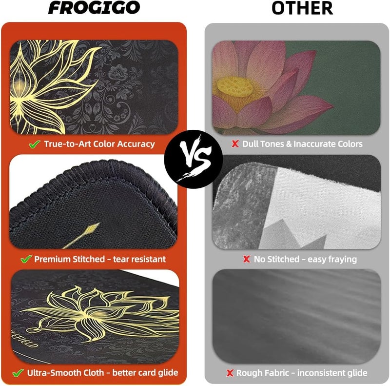 FROGIGO MTG Playmat with Play Zones – Magic Play mat Card Game Mat for Magic The Gathering, Lotus & Basic Lands Design, 24x14 inch, Stitched Edge, Non-Slip Base with Prismatic Playmat Tube-Blue Zone - Image 4